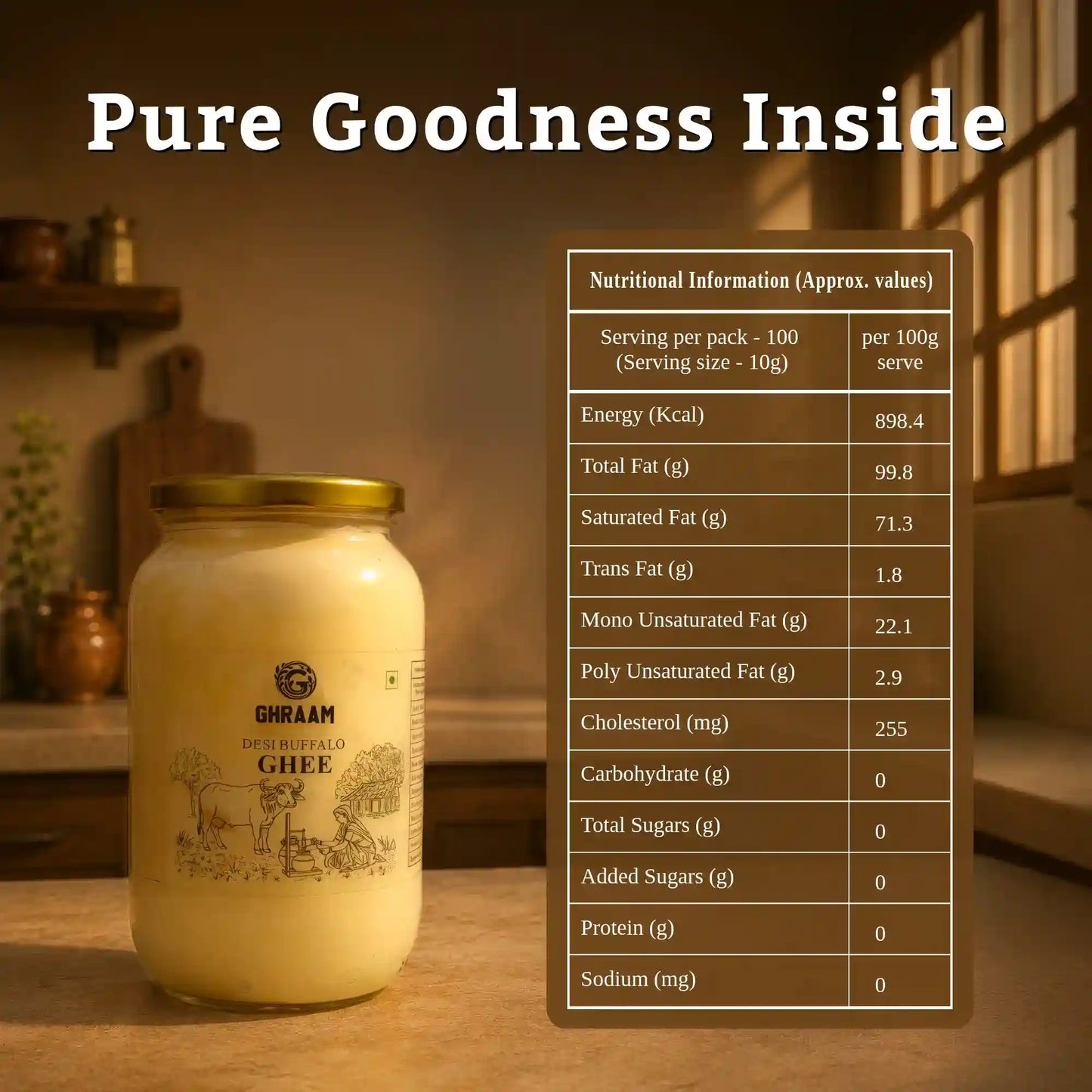 Pure Desi buffelo Ghee Nutrition