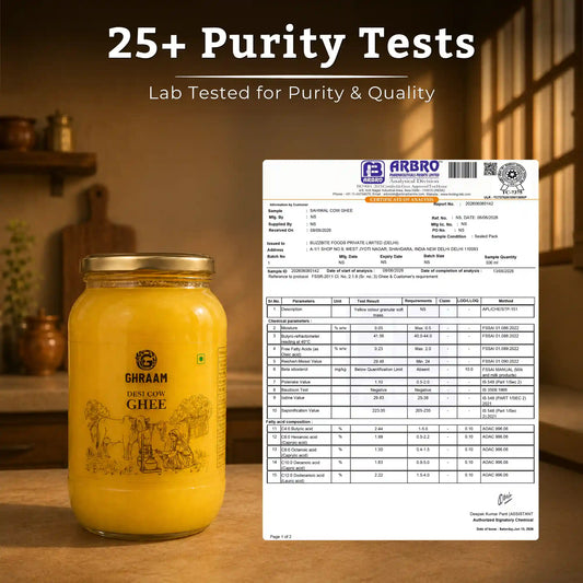 A2 Cow Ghee jar with lab report