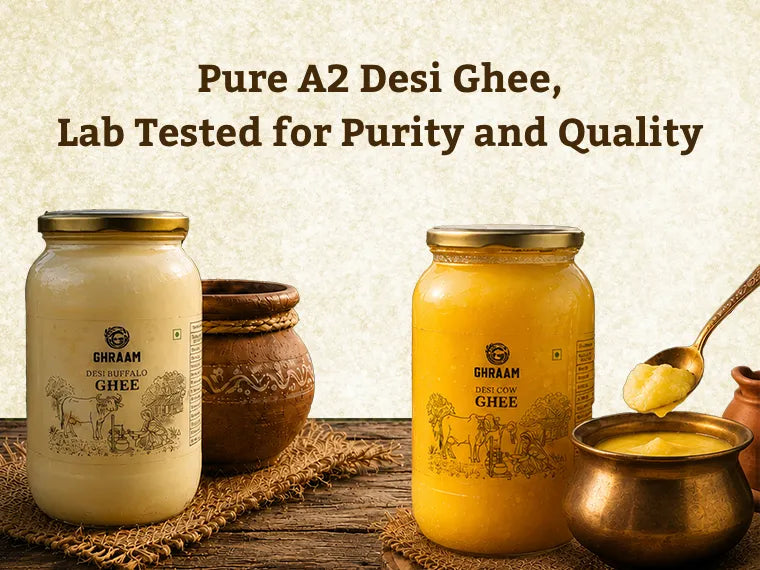 Pure A2 Desi Cow Ghee jars, Lab Tested for Purity and Quality