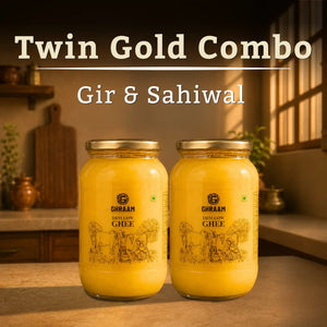 GHRAAM Twin Gold combo: A2 Gir and Sahiwal Cow Ghee